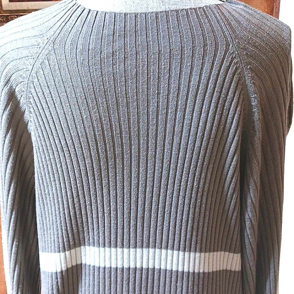 CITY Streets Vintage Ribbed Sweater 100% Acrylic Brown/Cream Stripe Size Large